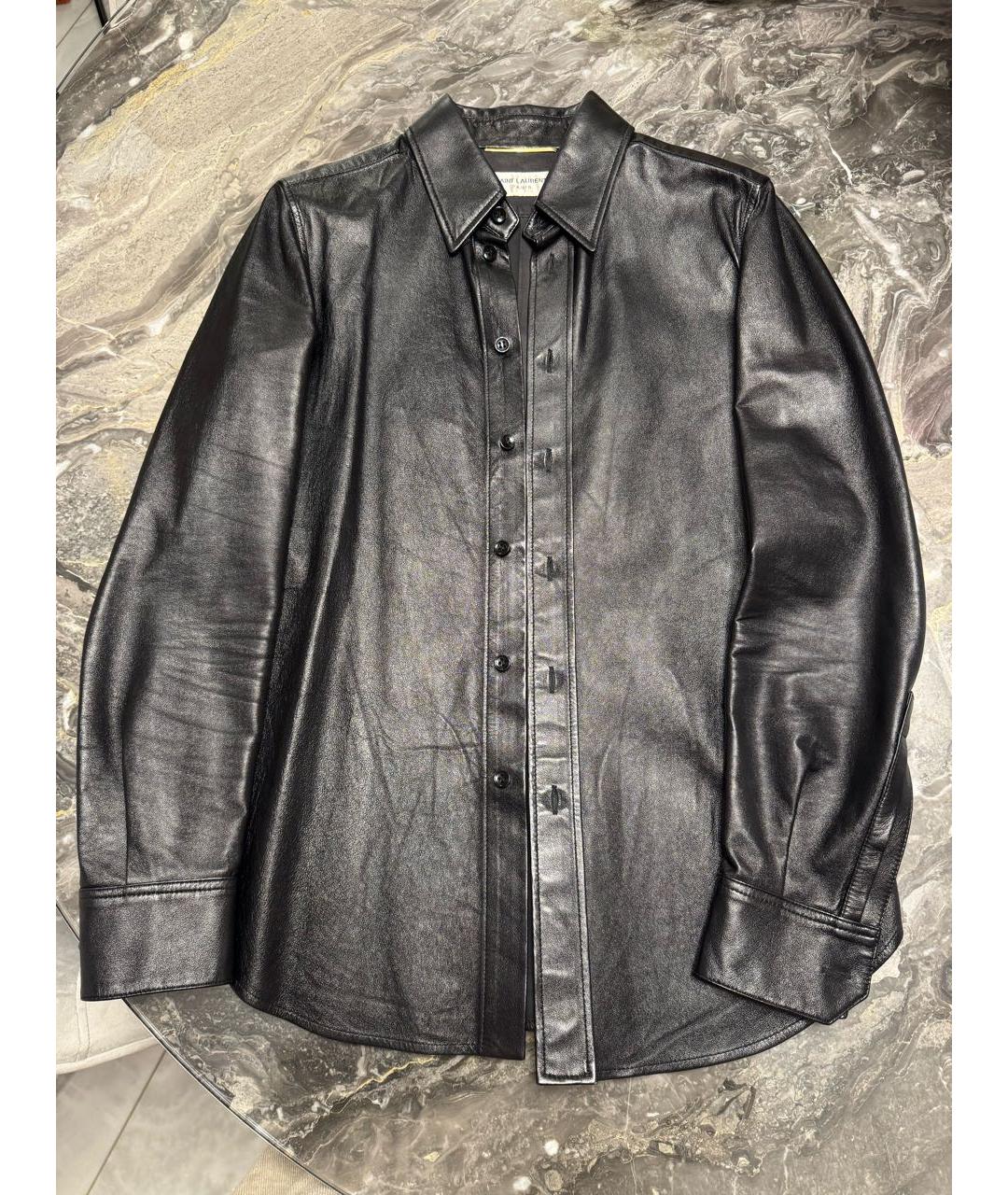 SAINT LAURENT Черная кожаная рубашка, фото 7
