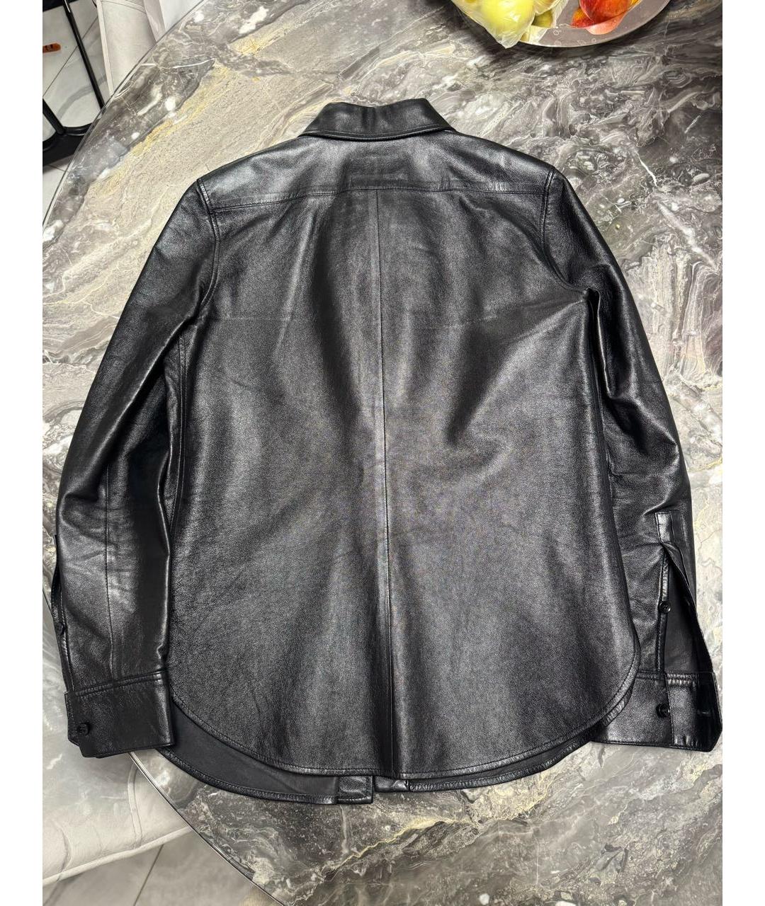 SAINT LAURENT Черная кожаная рубашка, фото 2