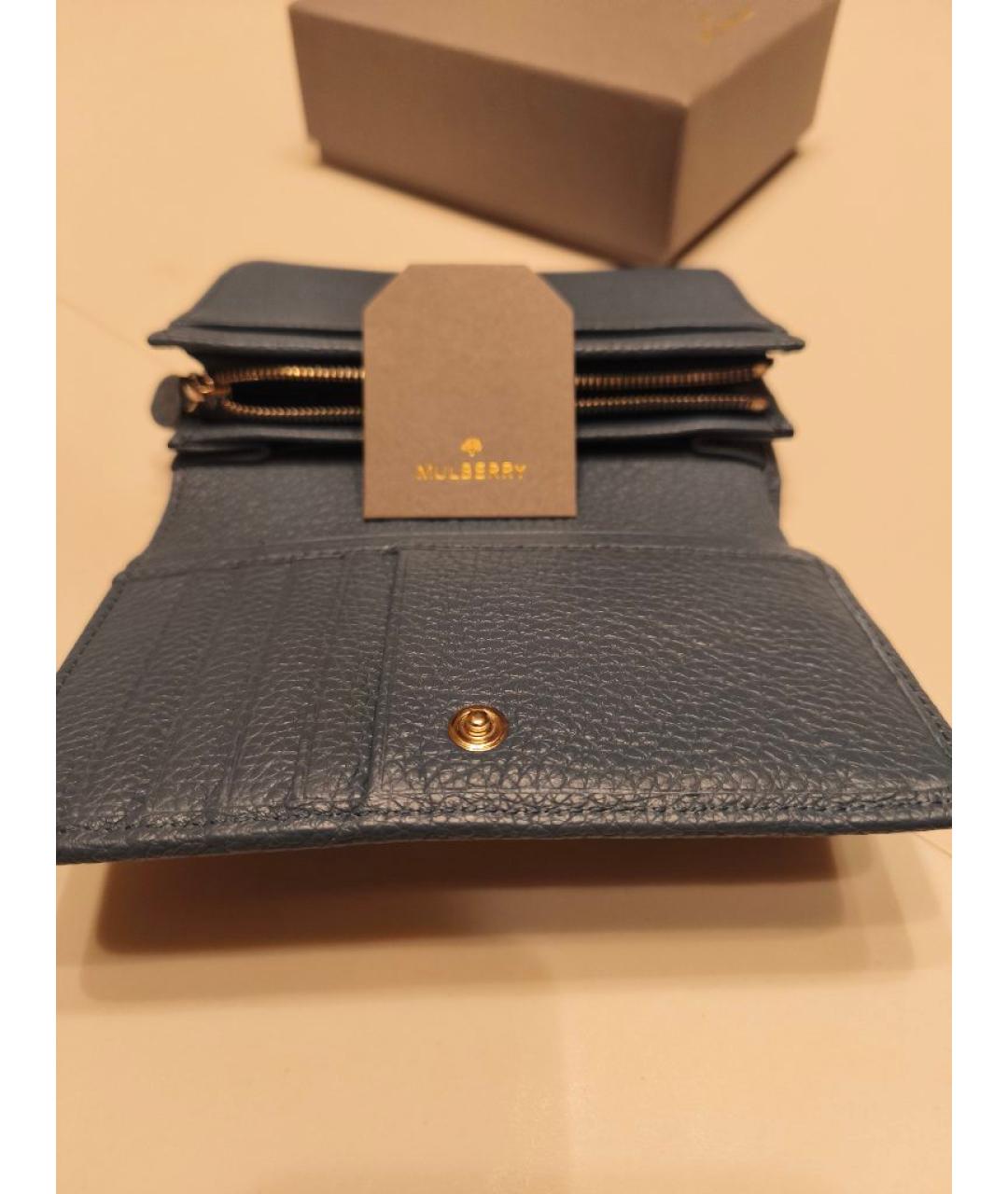 MULBERRY Голубой кожаный кошелек, фото 6