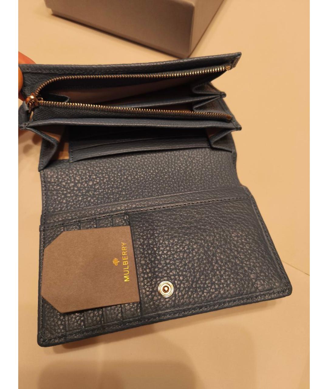 MULBERRY Голубой кожаный кошелек, фото 5