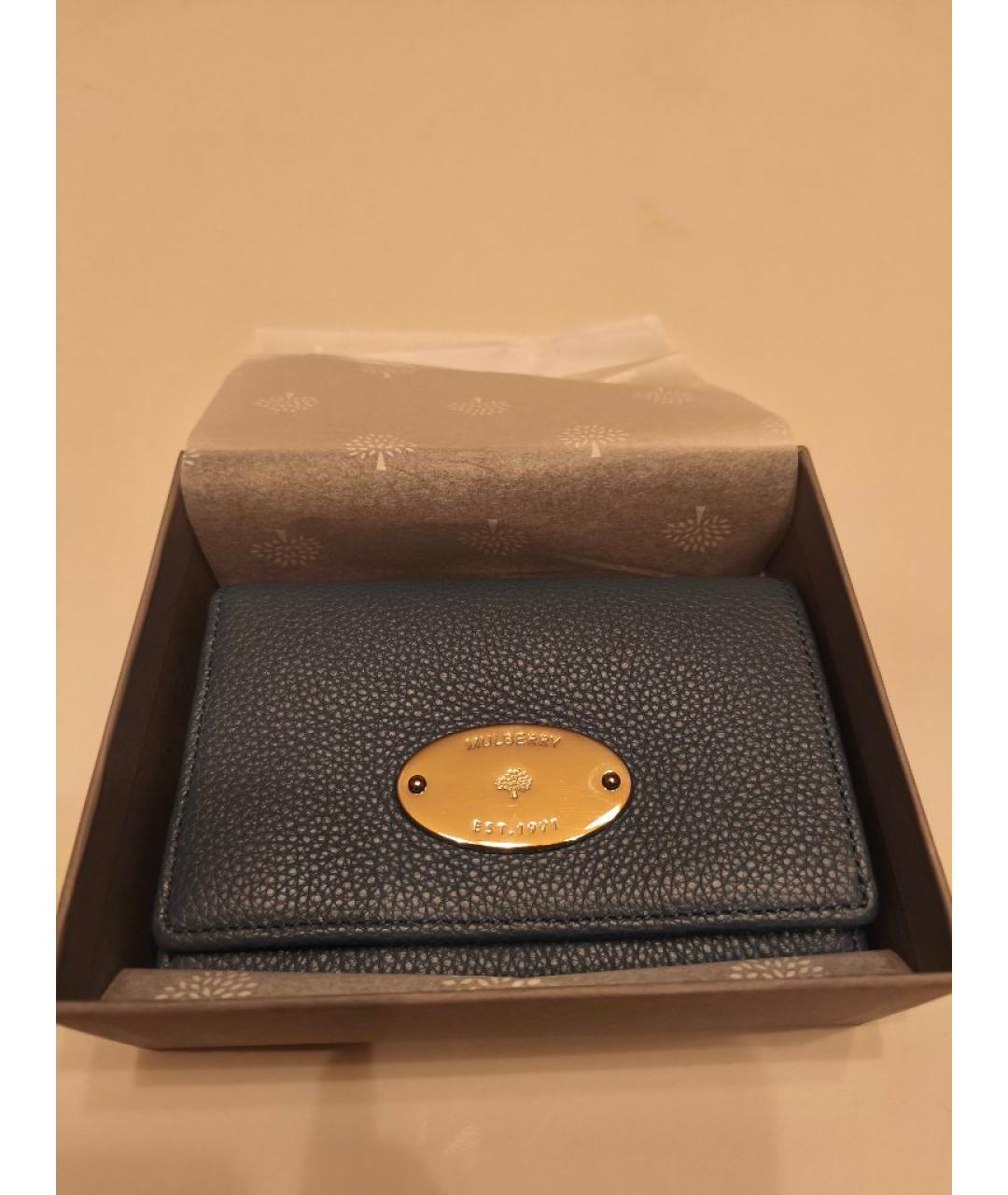 MULBERRY Голубой кожаный кошелек, фото 8