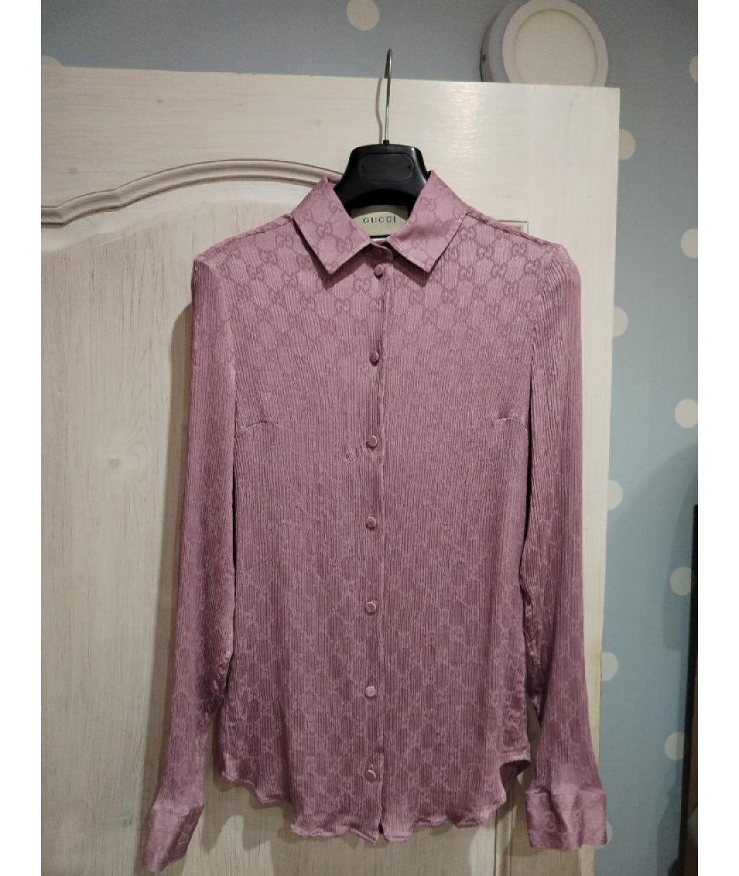 GUCCI Розовая шелковая блузы, фото 5