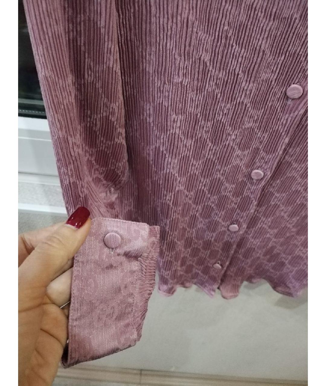 GUCCI Розовая шелковая блузы, фото 4