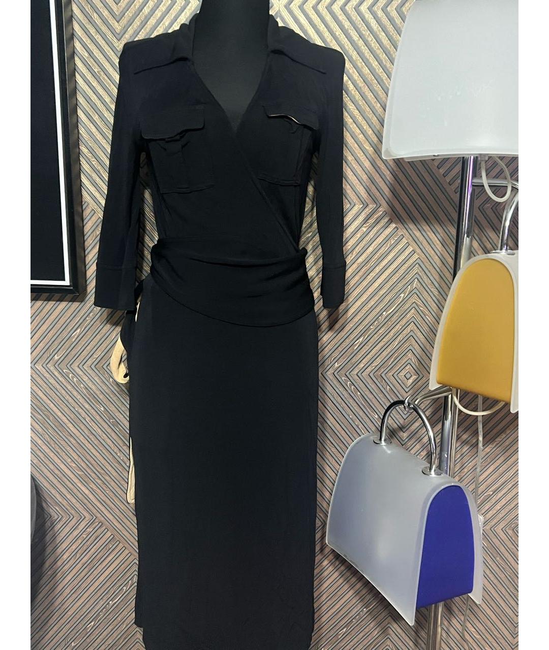 DIANE VON FURSTENBERG Черное вискозное повседневное платье, фото 7