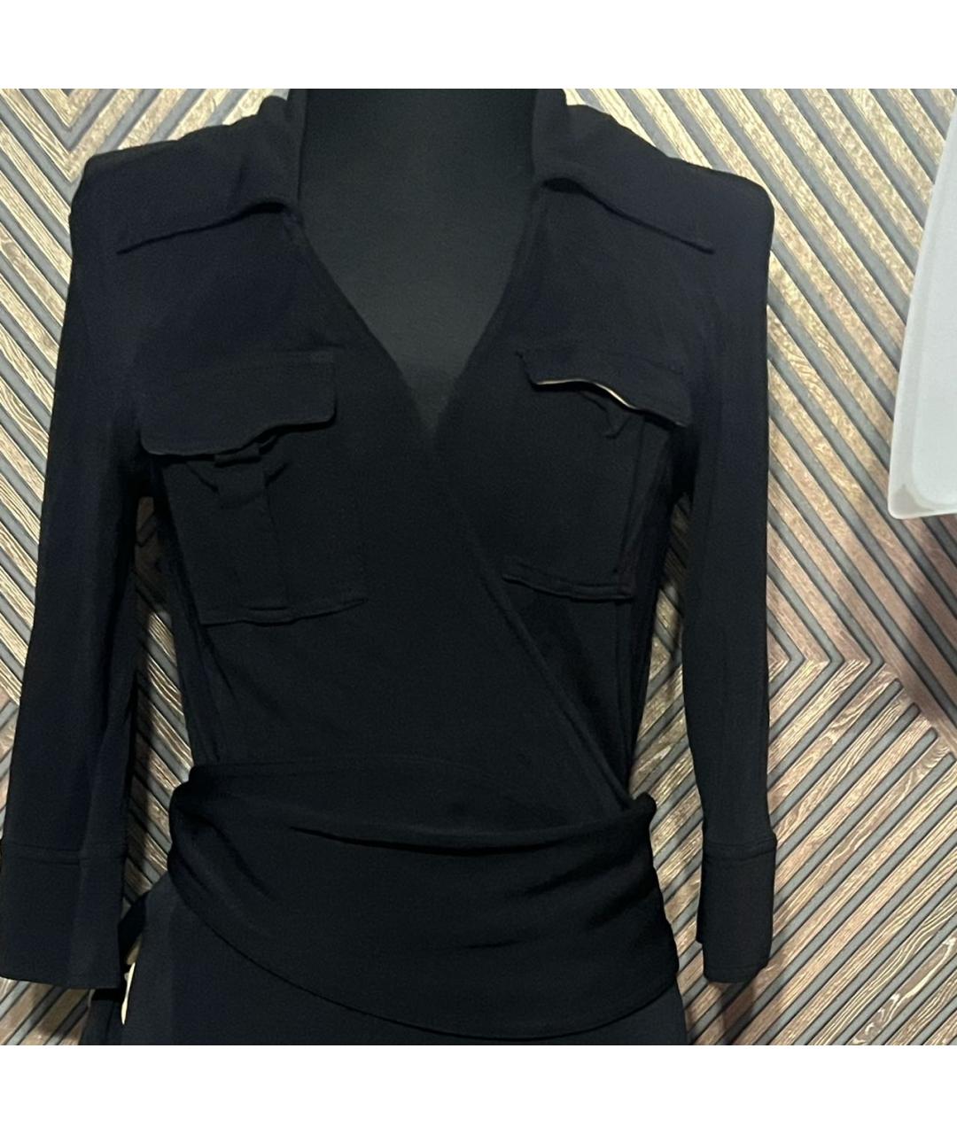 DIANE VON FURSTENBERG Черное вискозное повседневное платье, фото 4