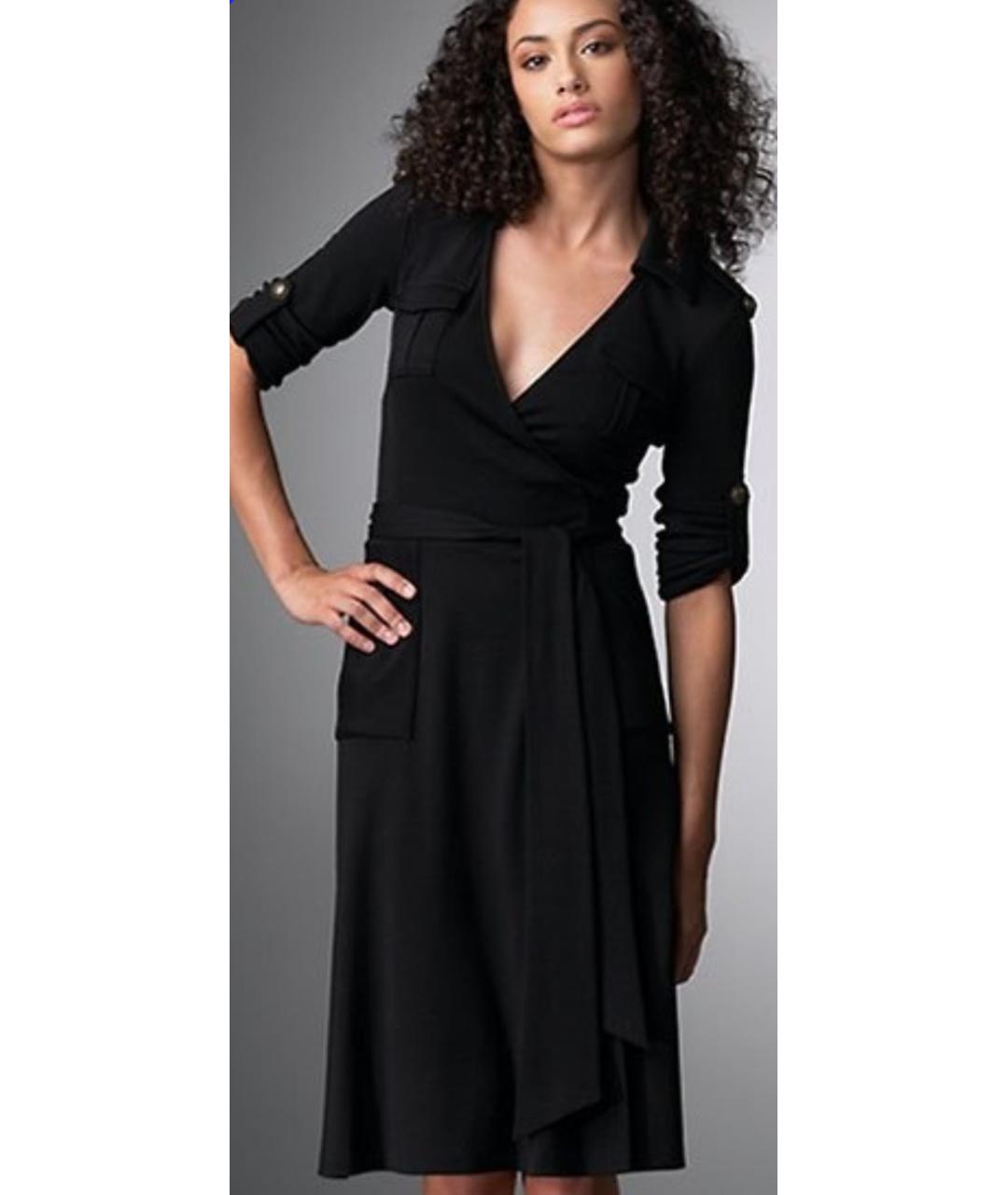 DIANE VON FURSTENBERG Черное вискозное повседневное платье, фото 5