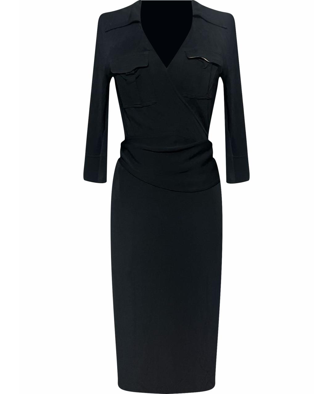 DIANE VON FURSTENBERG Черное вискозное повседневное платье, фото 1