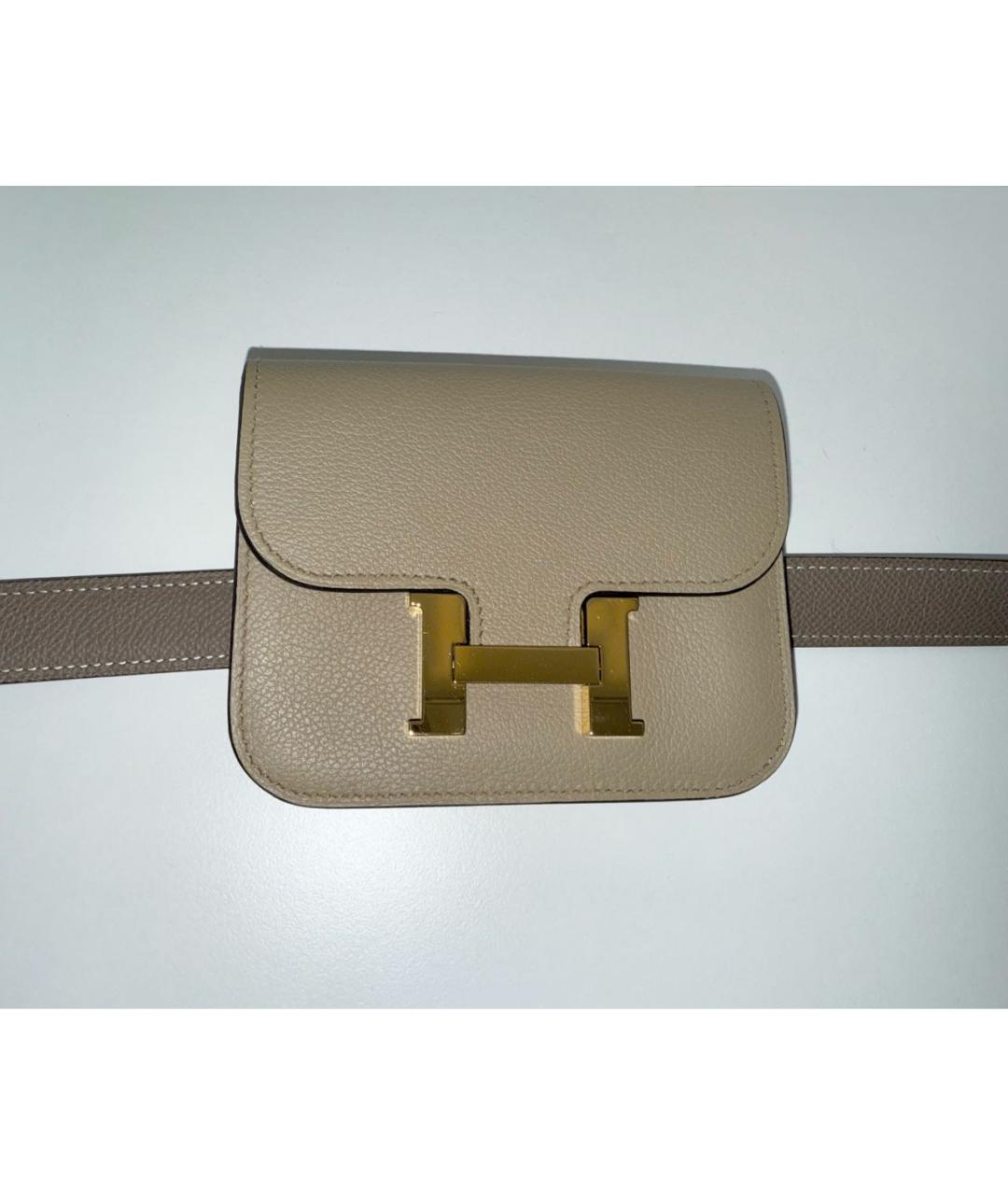 HERMES Хаки кожаная поясная сумка, фото 5