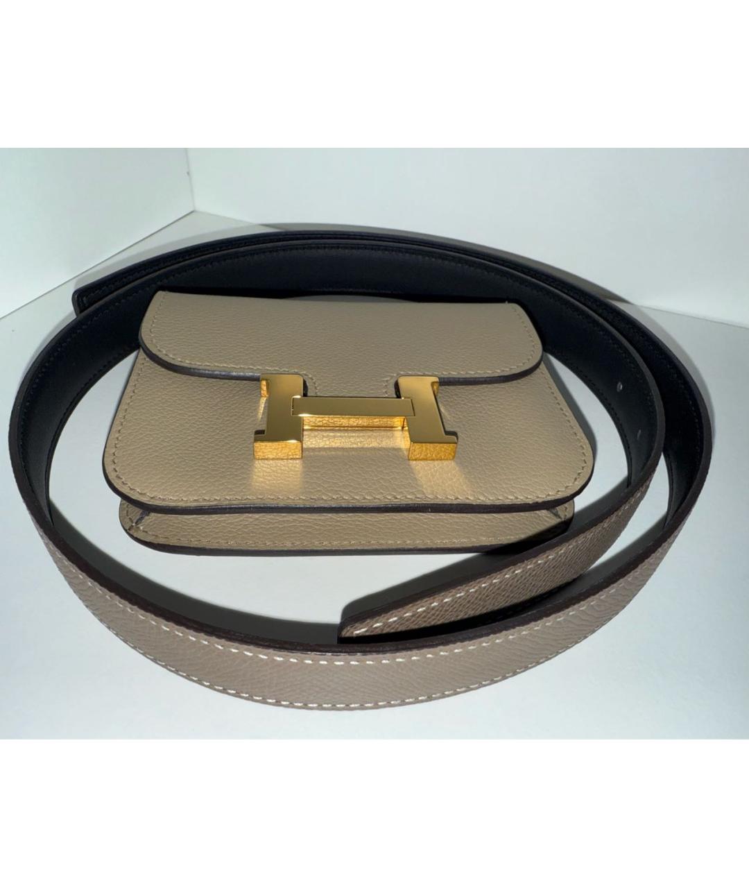 HERMES Хаки кожаная поясная сумка, фото 7