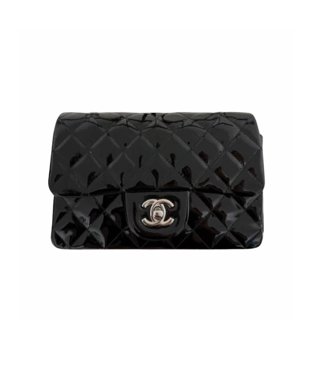 CHANEL Черная сумка через плечо из лакированной кожи, фото 6