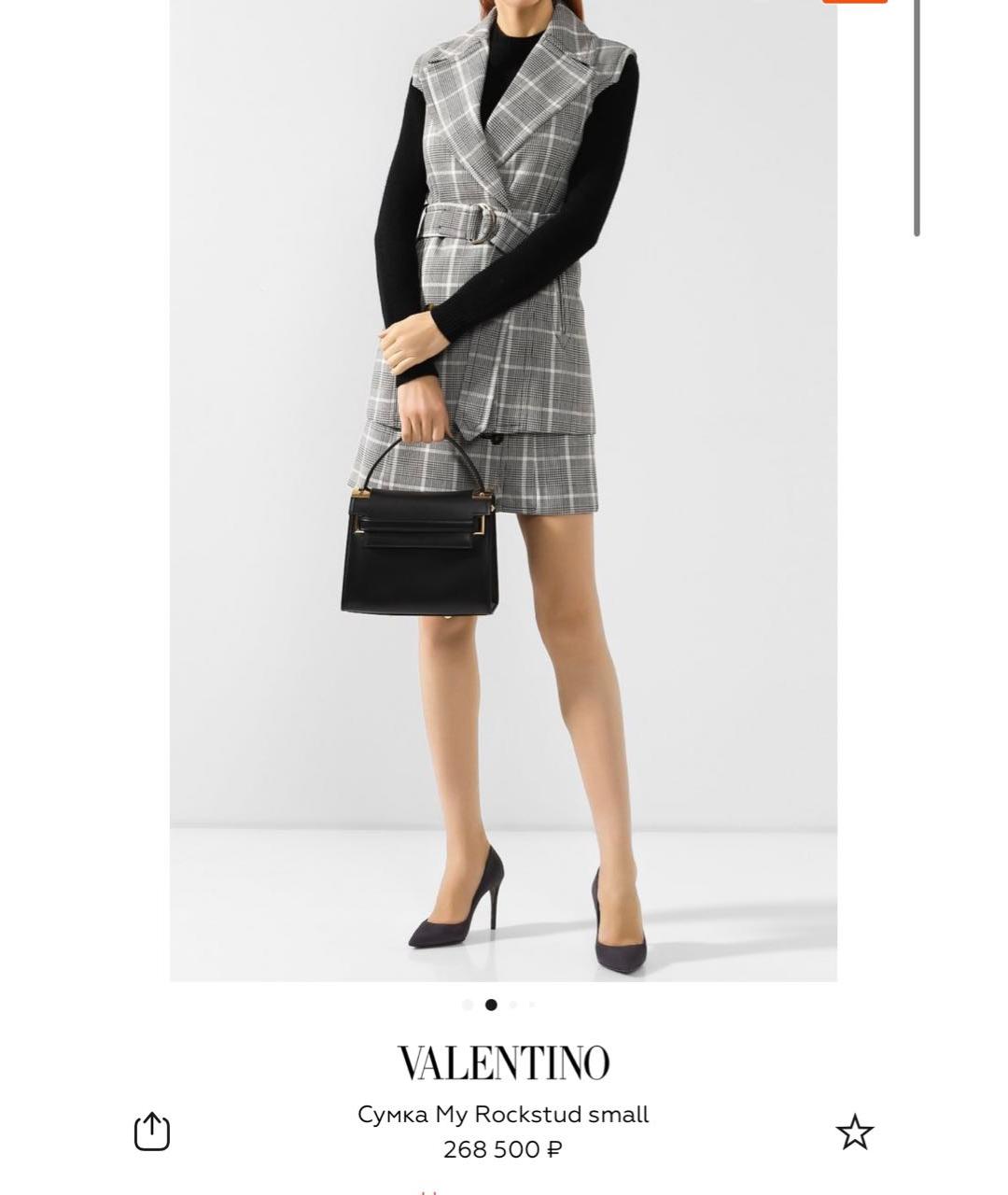 VALENTINO Черная кожаная сумка с короткими ручками, фото 6