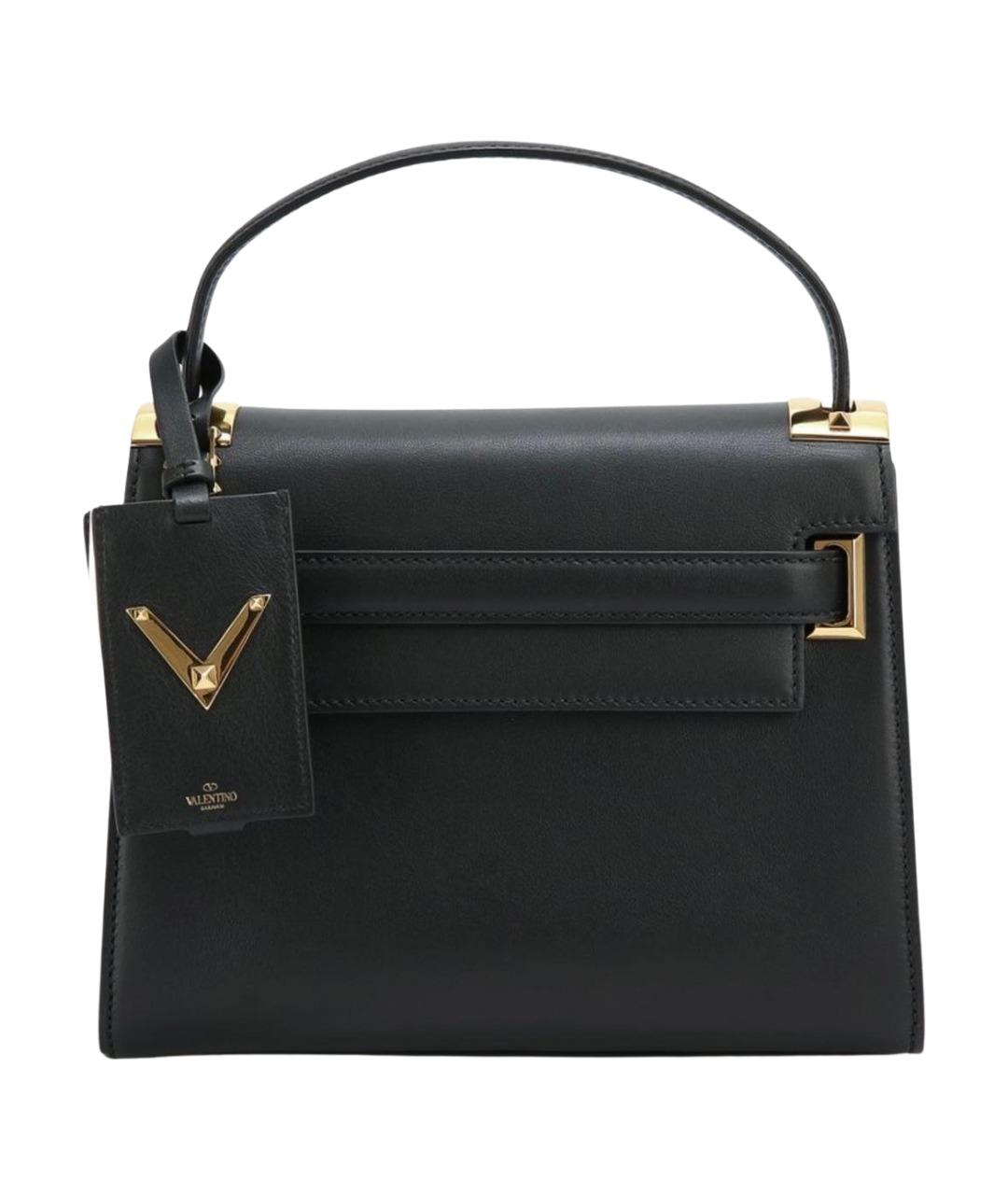 VALENTINO Черная кожаная сумка с короткими ручками, фото 1