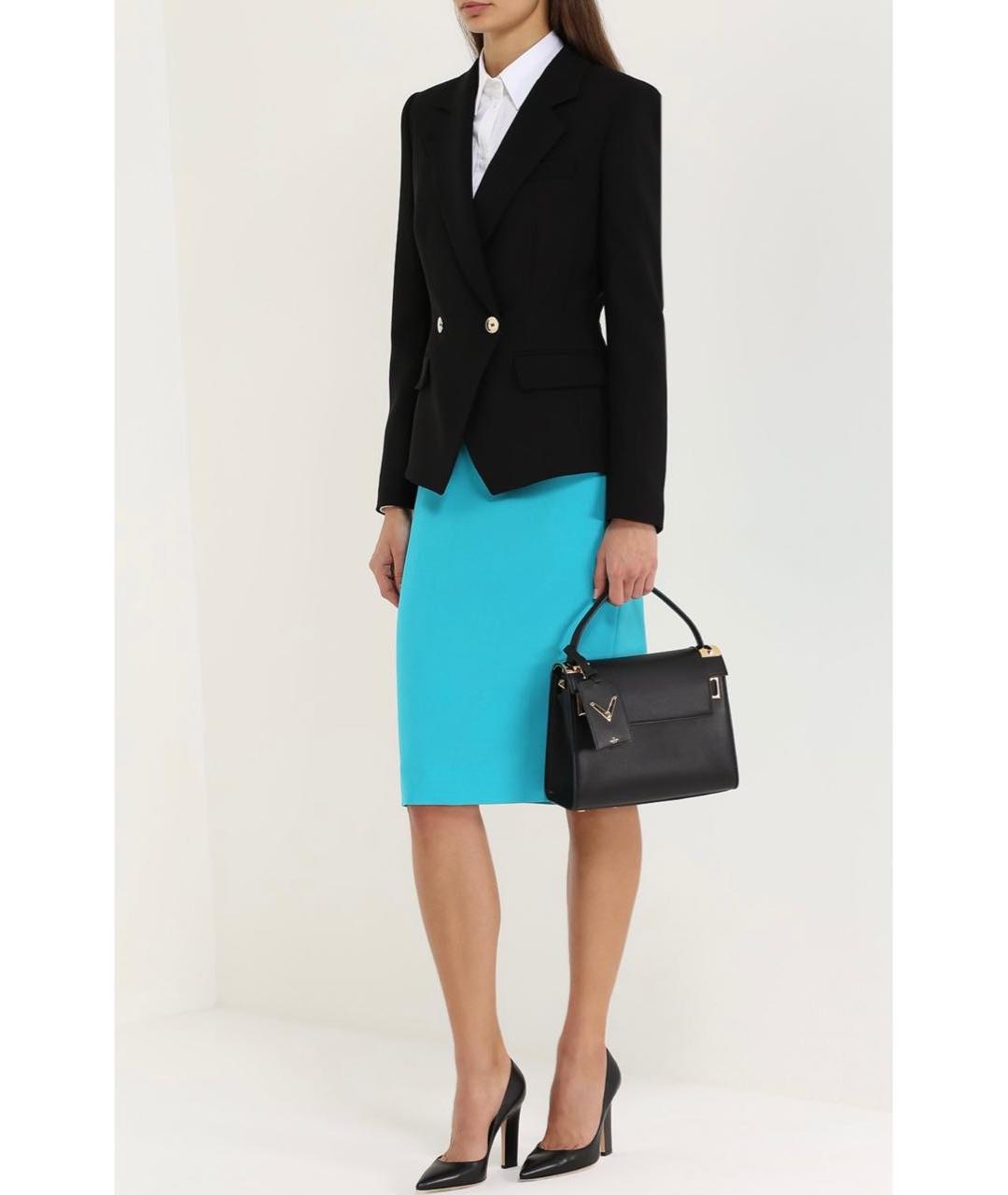 VALENTINO Черная кожаная сумка с короткими ручками, фото 7