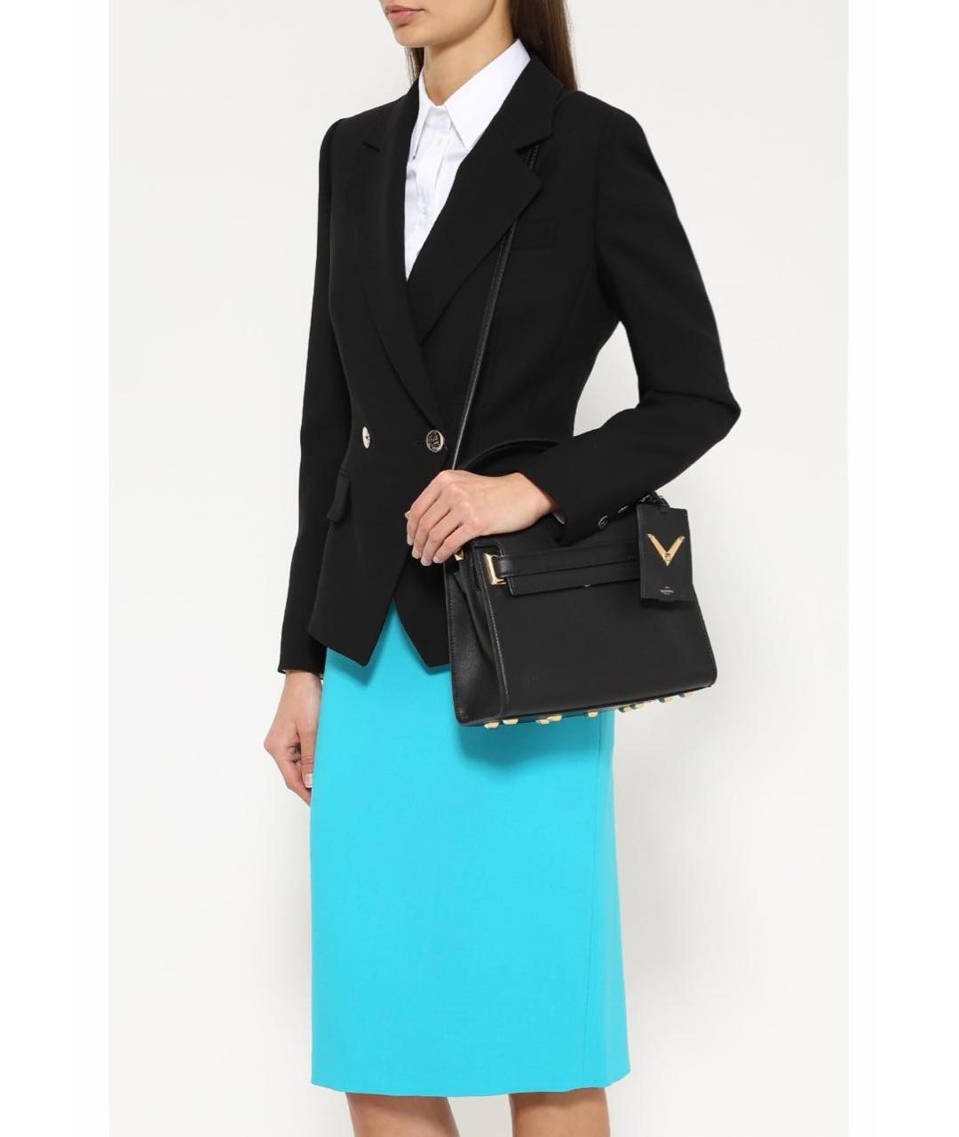 VALENTINO Черная кожаная сумка с короткими ручками, фото 8