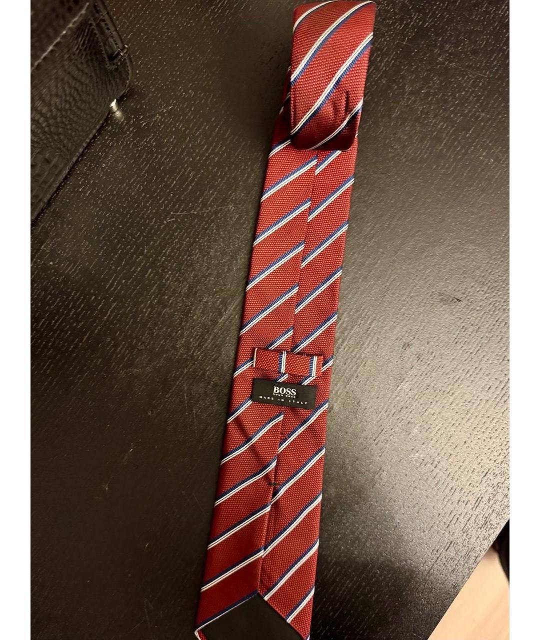 HUGO BOSS Бордовый шелковый галстук, фото 2