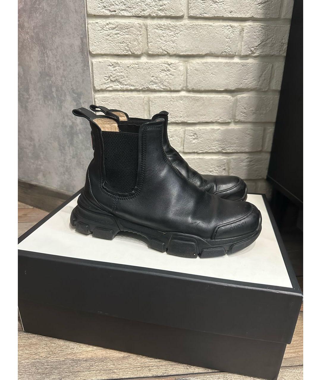 GUCCI Черные кожаные высокие ботинки, фото 8