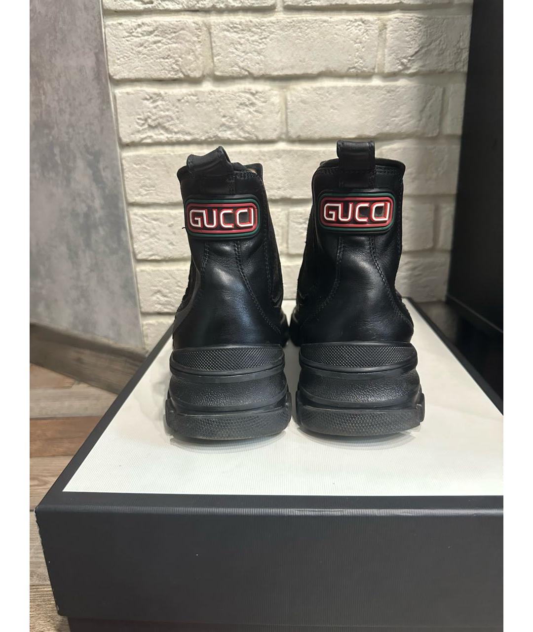 GUCCI Черные кожаные высокие ботинки, фото 4