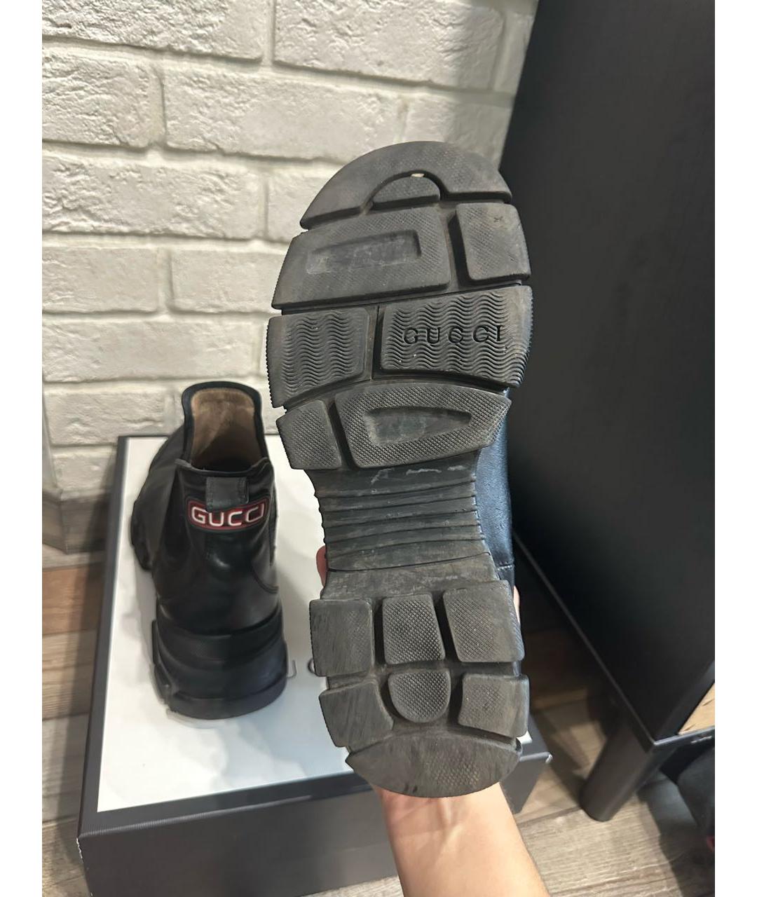 GUCCI Черные кожаные высокие ботинки, фото 5