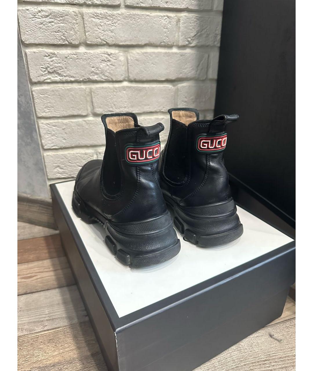 GUCCI Черные кожаные высокие ботинки, фото 3