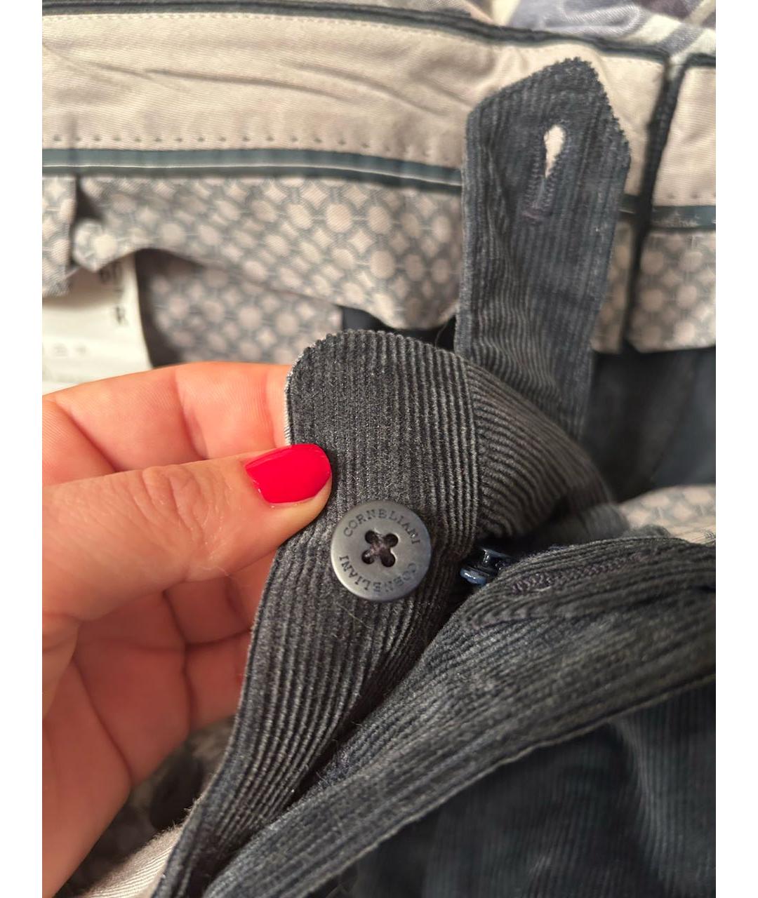 CORNELIANI Темно-синие хлопковые классические брюки, фото 5