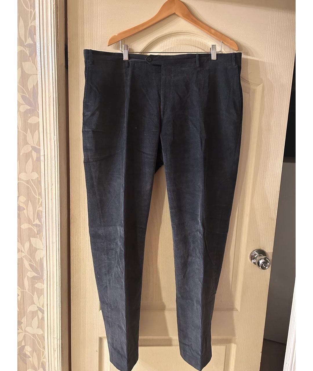 CORNELIANI Темно-синие хлопковые классические брюки, фото 6