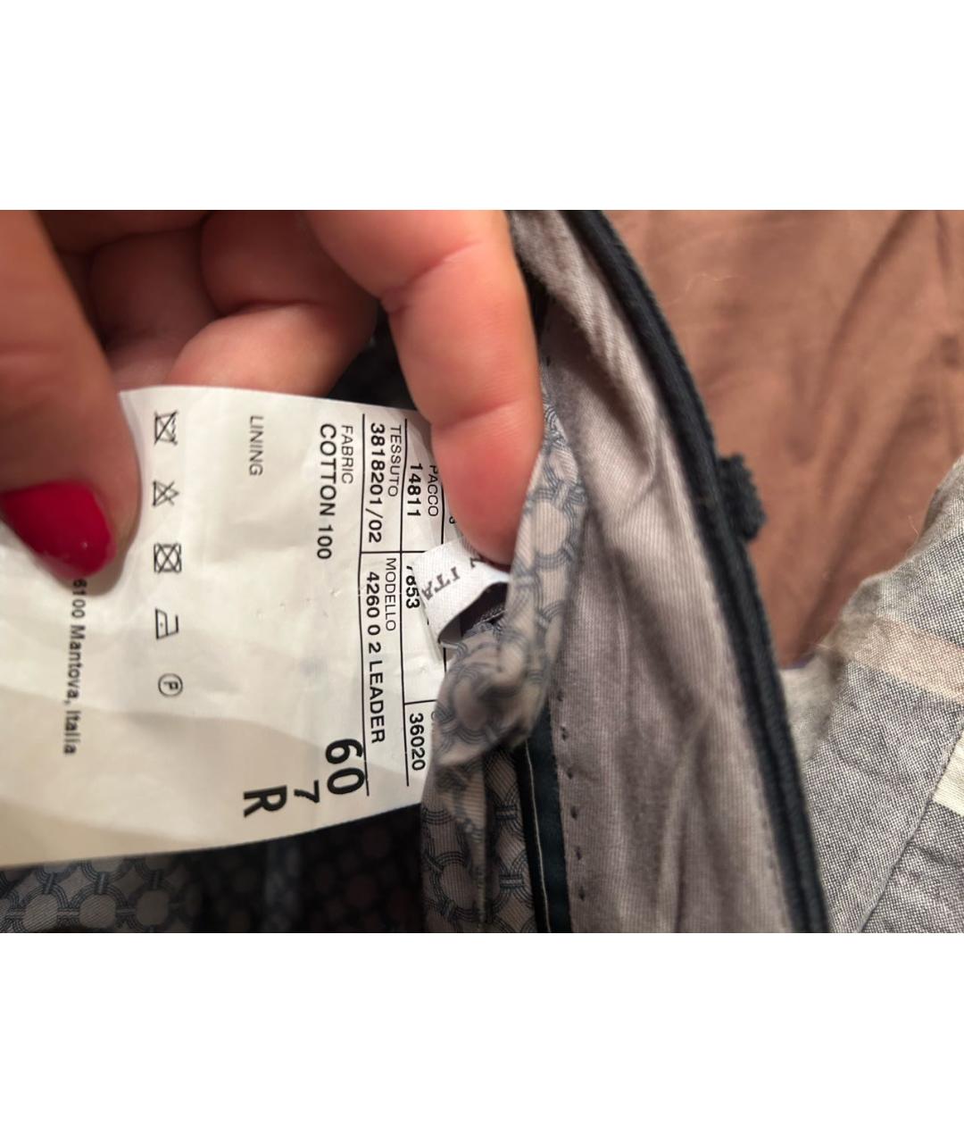 CORNELIANI Темно-синие хлопковые классические брюки, фото 2