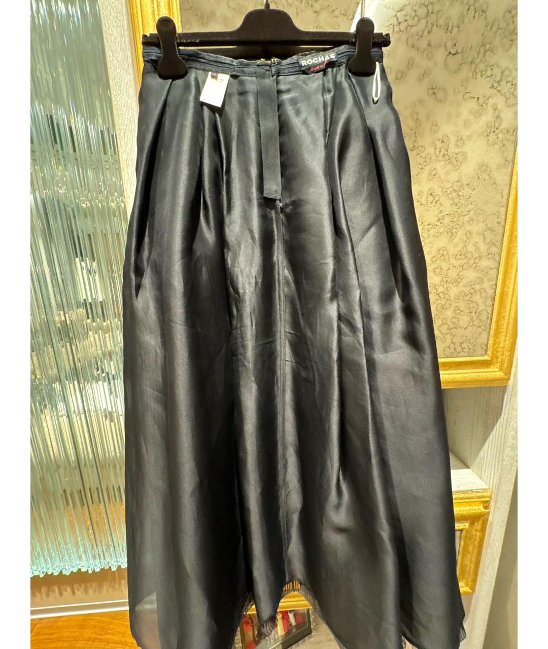ROCHAS Черная шелковая юбка макси, фото 3
