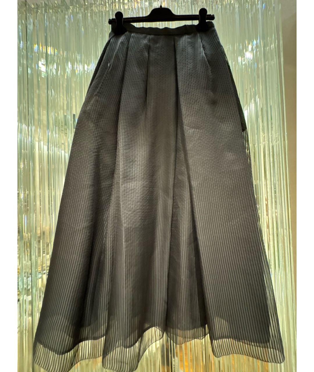 ROCHAS Черная шелковая юбка макси, фото 9