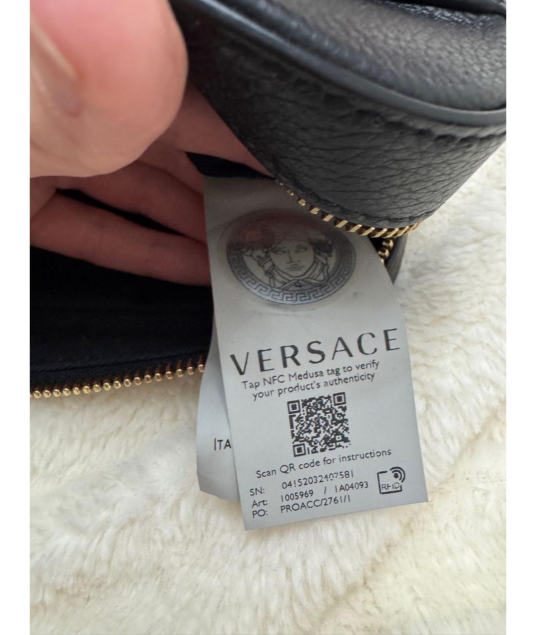 VERSACE Черная кожаная сумка через плечо, фото 5