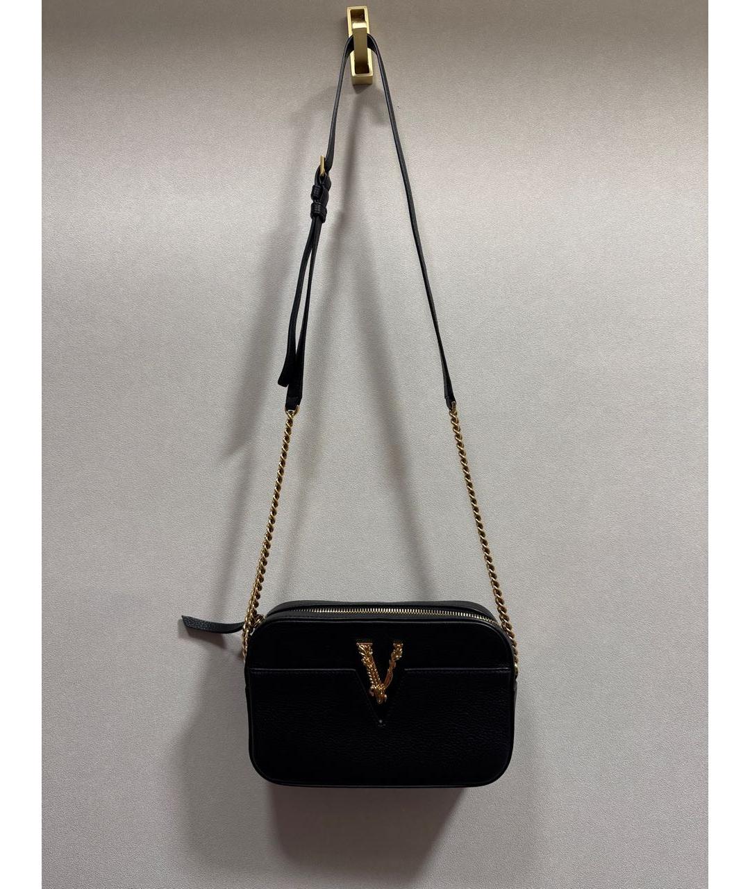 VERSACE Черная кожаная сумка через плечо, фото 4