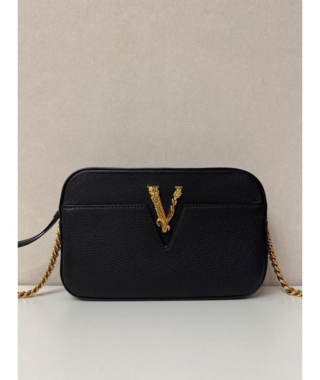 VERSACE Черная кожаная сумка через плечо, фото 7