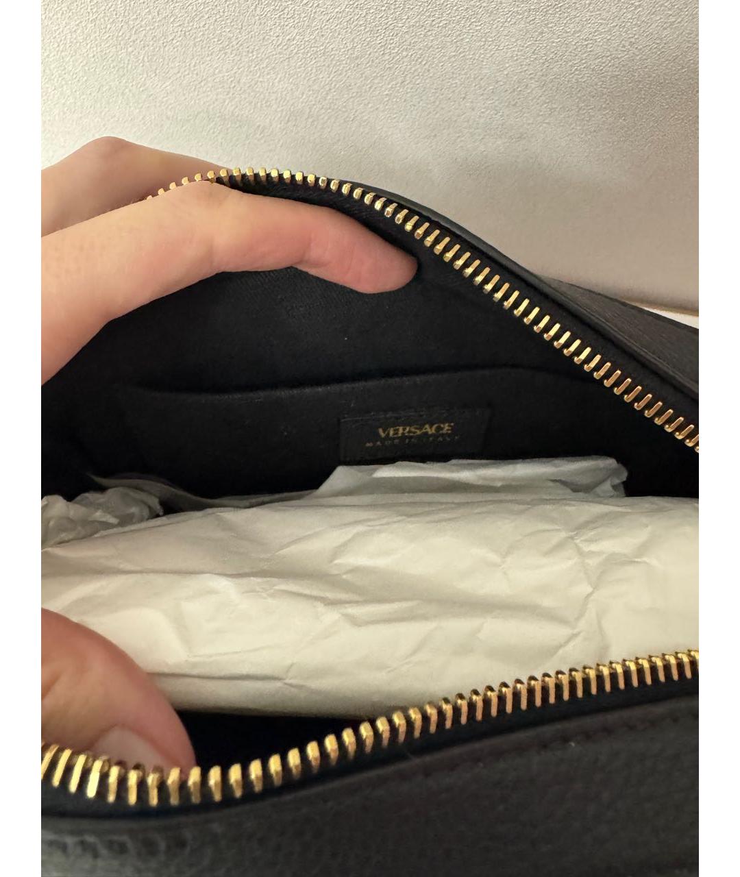 VERSACE Черная кожаная сумка через плечо, фото 3