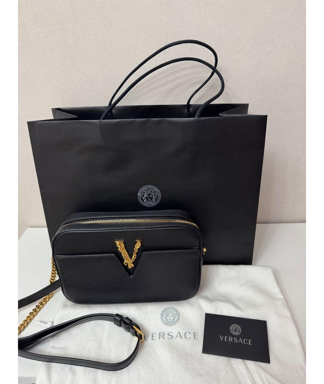 VERSACE Черная кожаная сумка через плечо, фото 2