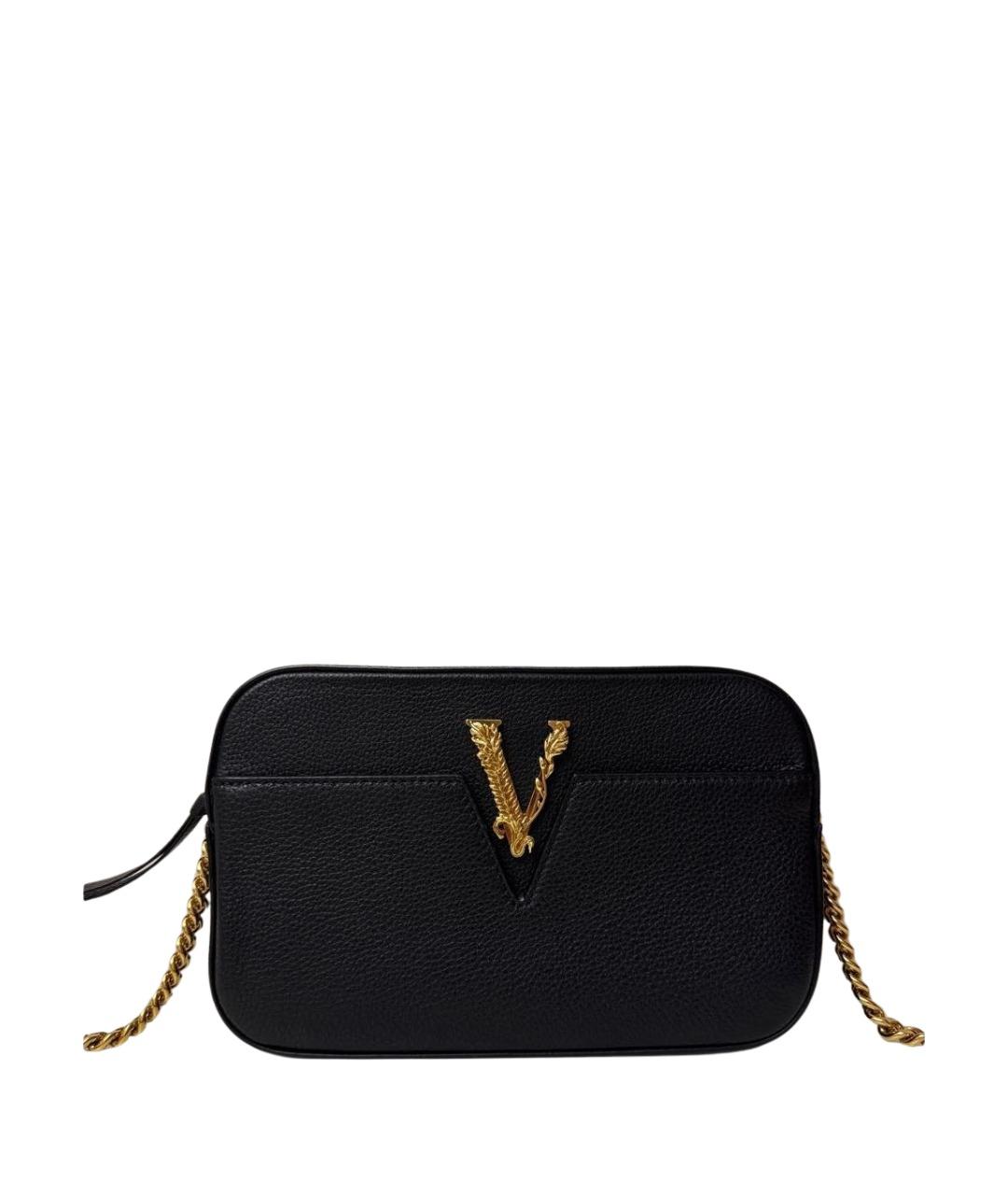 VERSACE Черная кожаная сумка через плечо, фото 1