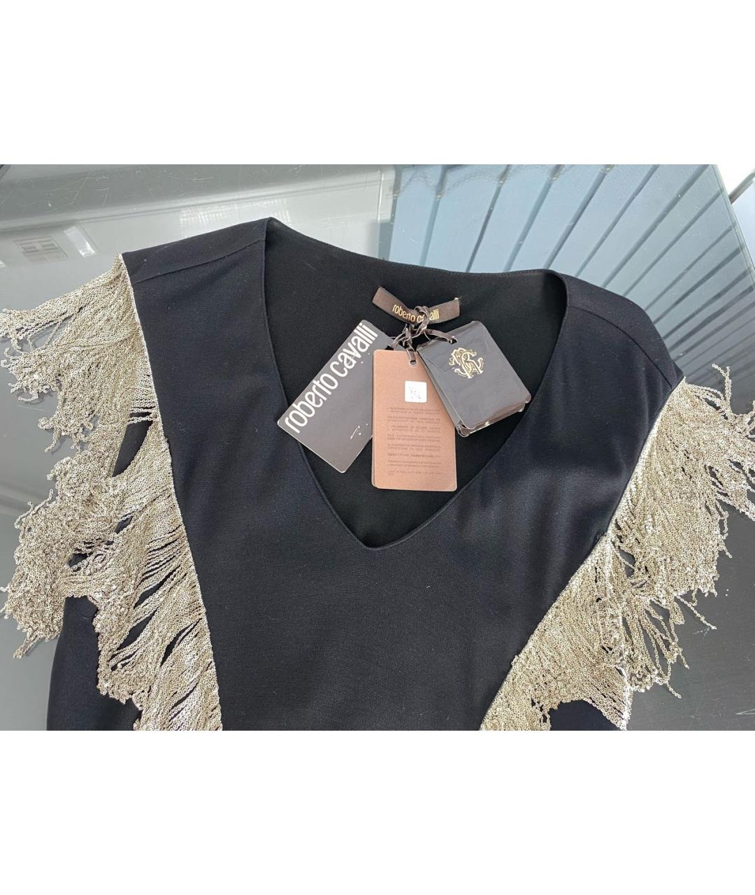 ROBERTO CAVALLI Черная вискозная футболка, фото 3