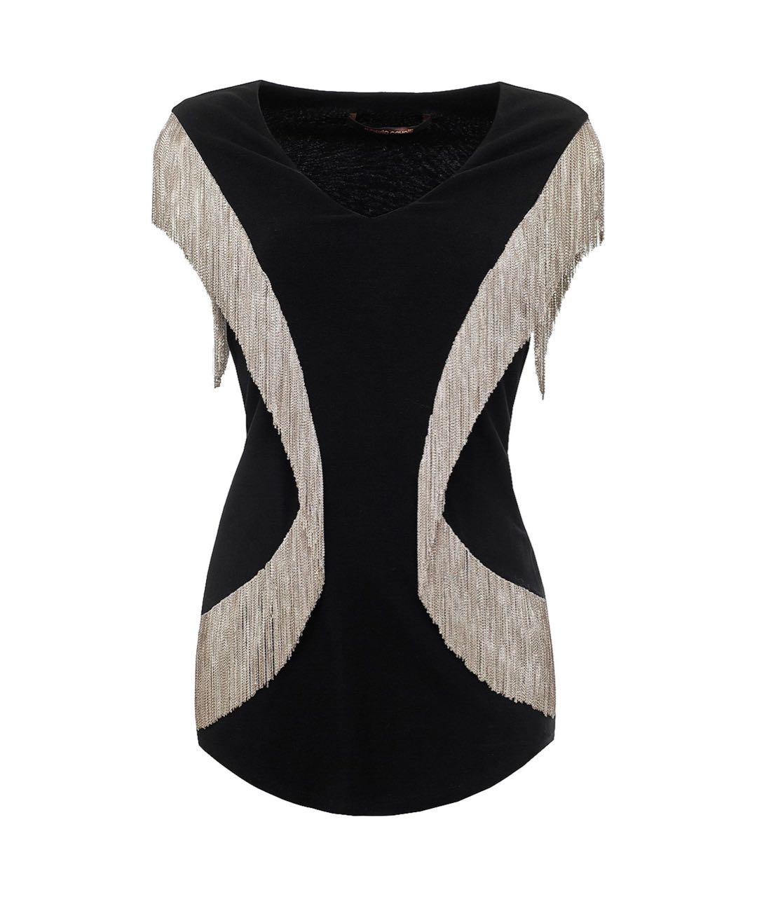 ROBERTO CAVALLI Черная вискозная футболка, фото 1