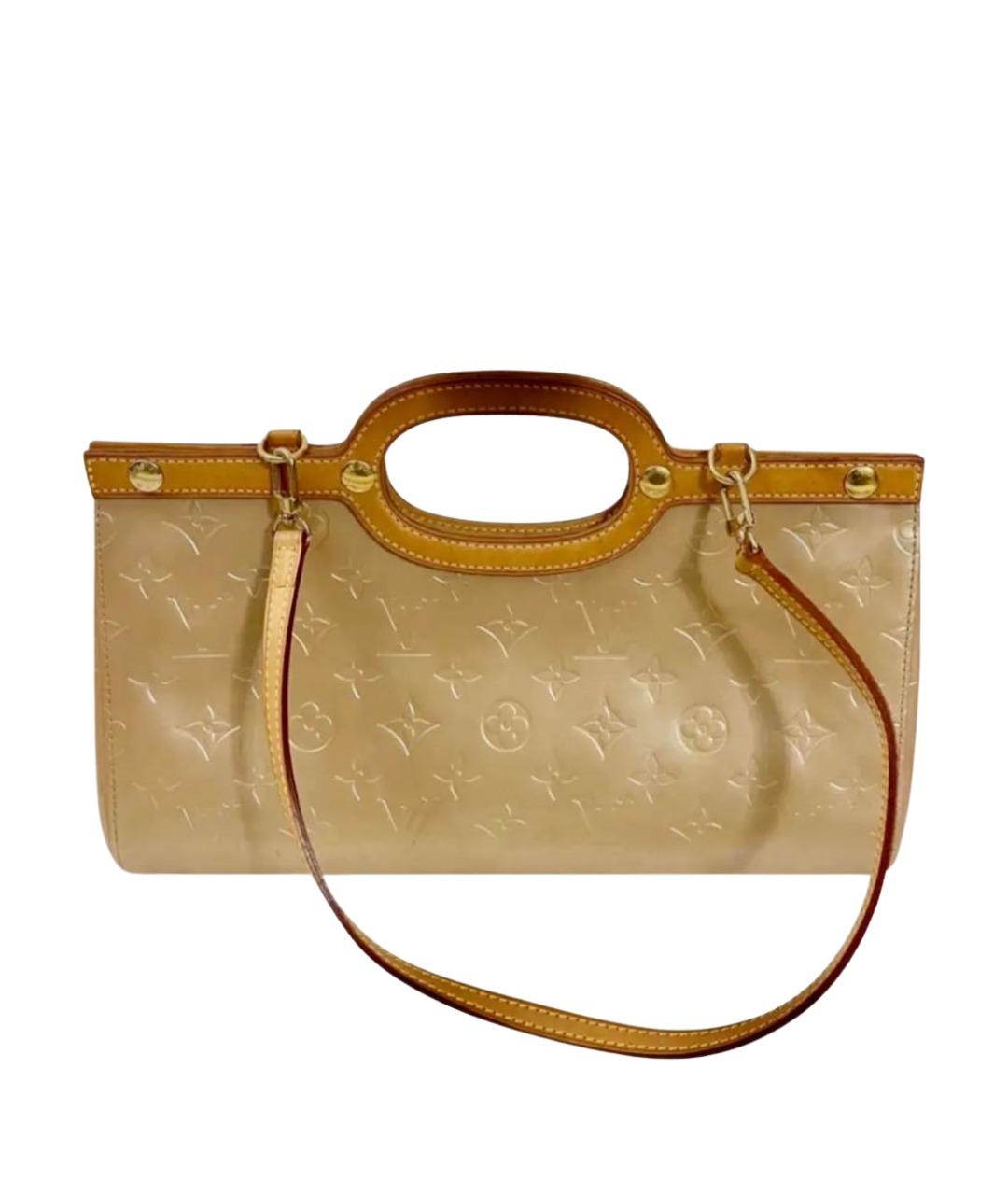 LOUIS VUITTON Золотая сумка с короткими ручками из лакированной кожи, фото 1