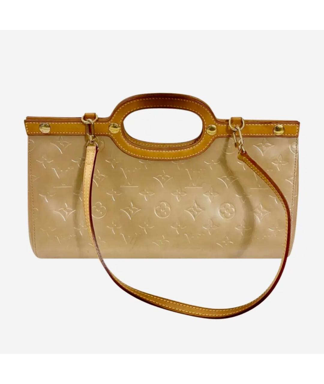 LOUIS VUITTON Золотая сумка с короткими ручками из лакированной кожи, фото 9