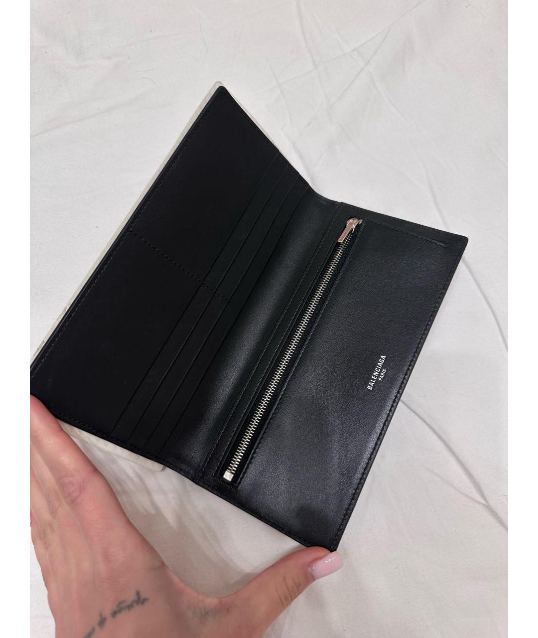 BALENCIAGA Черный кожаный кошелек, фото 4