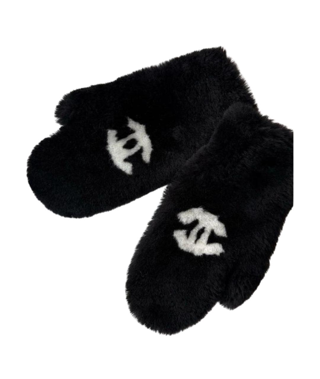 CHANEL Черные варежки, фото 1