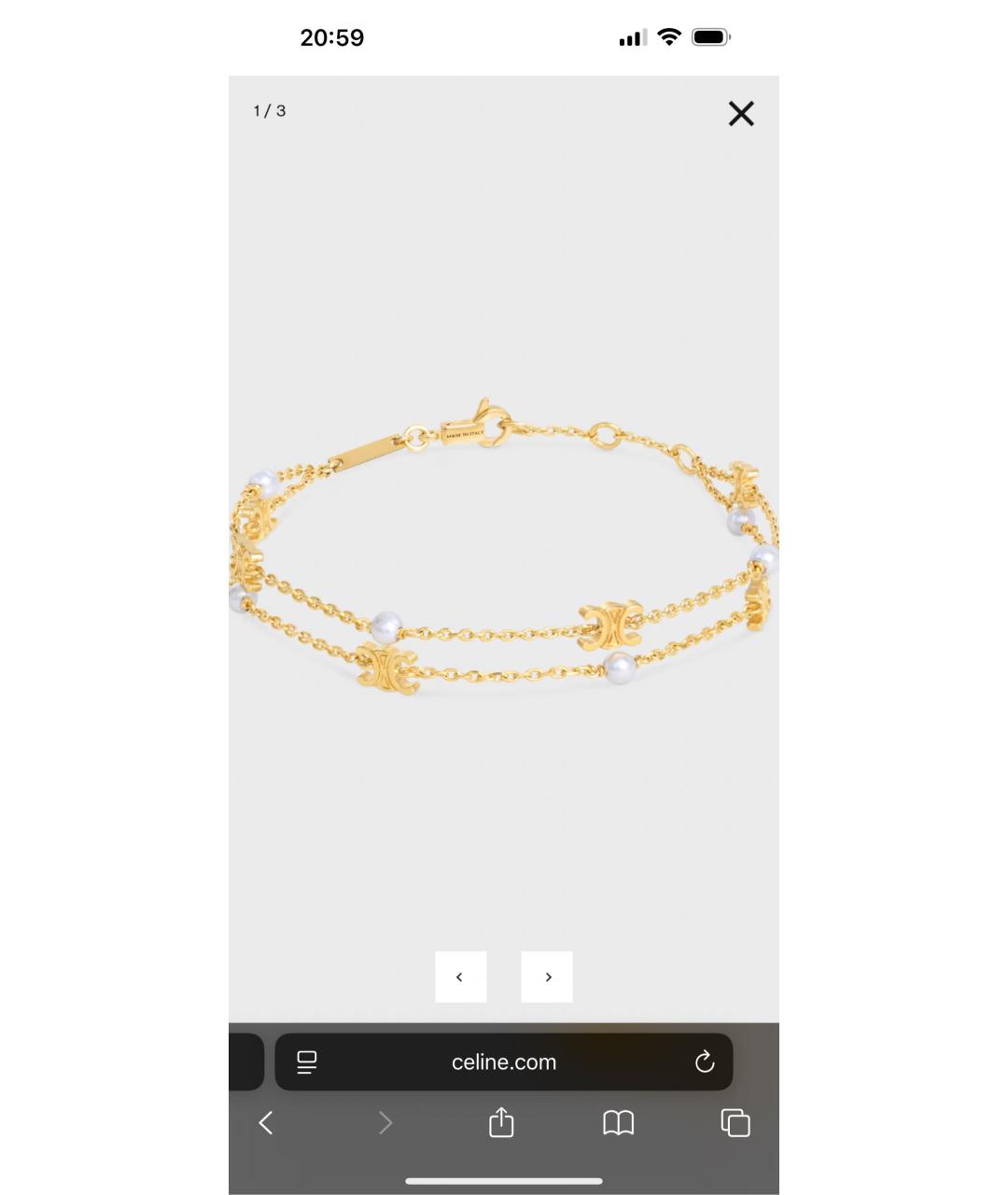 CELINE Золотой латунный браслет, фото 5