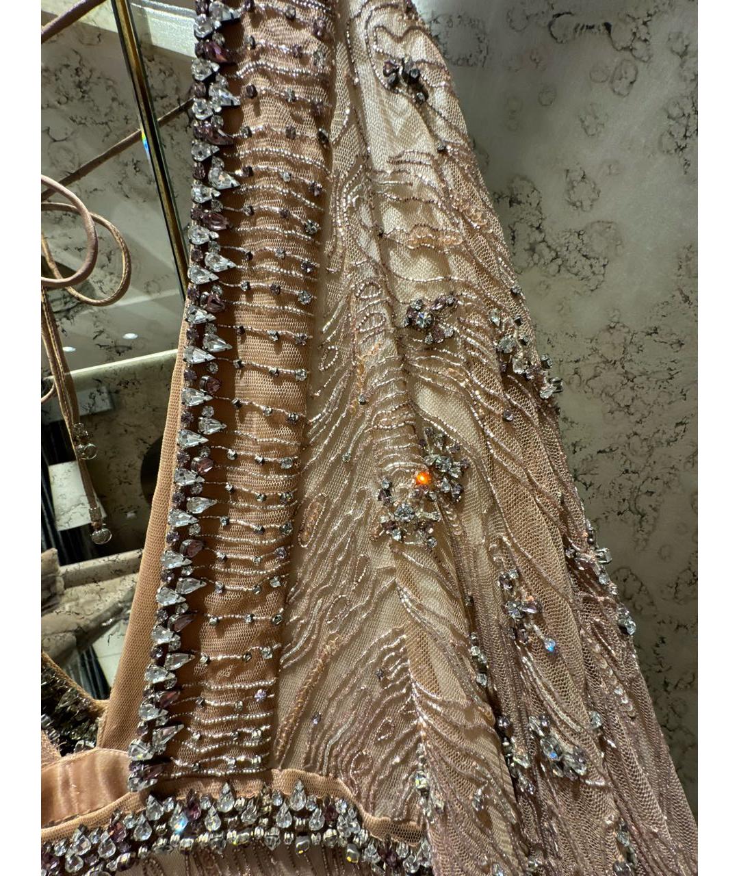 ROBERTO CAVALLI Бежевое кружевное вечернее платье, фото 3