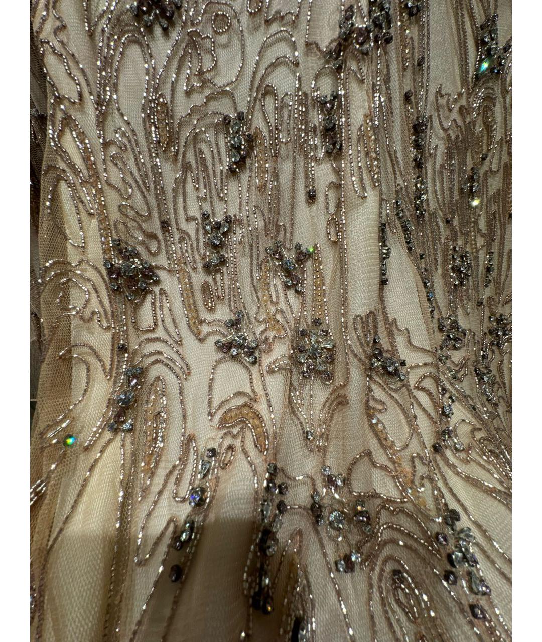 ROBERTO CAVALLI Бежевое кружевное вечернее платье, фото 6