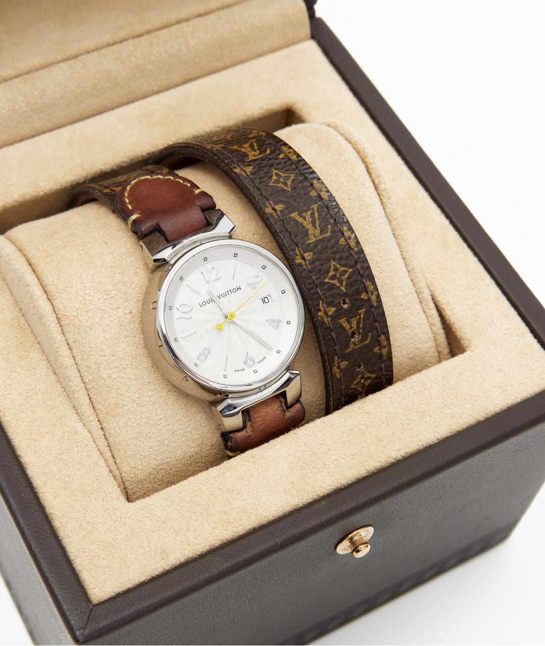 LOUIS VUITTON Коричневые металлические часы, фото 4