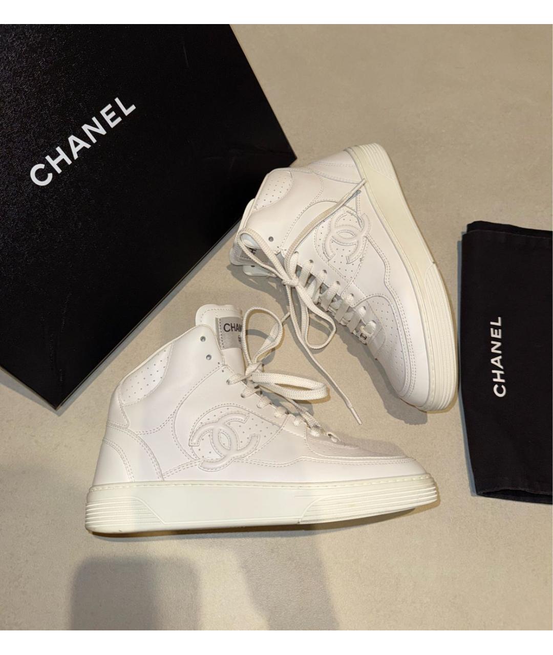 CHANEL Белые кожаные кеды, фото 6