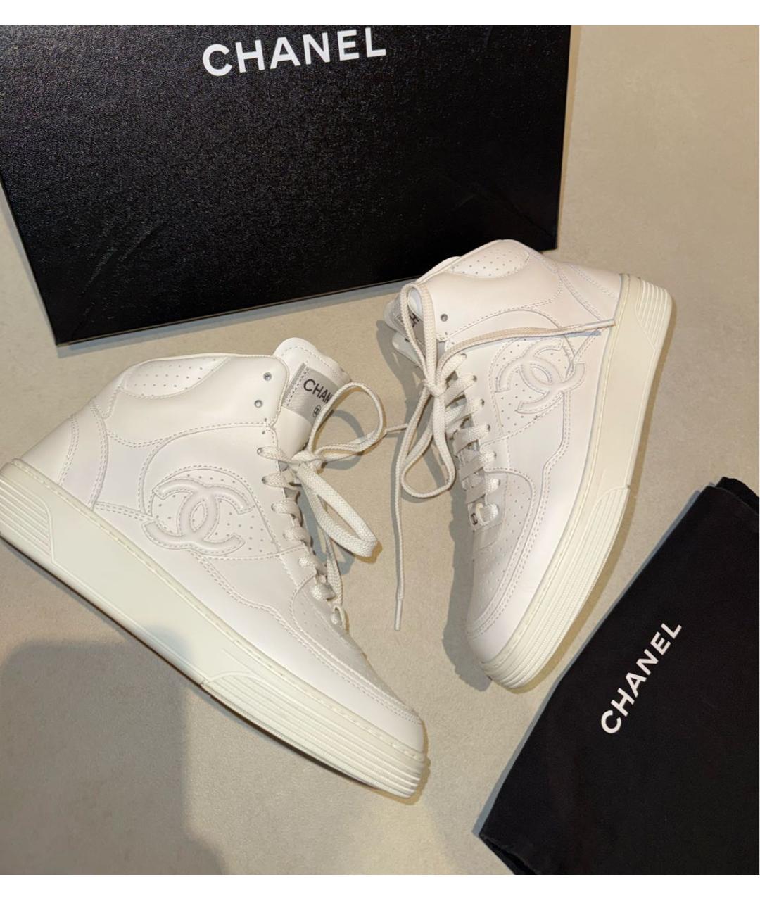 CHANEL Белые кожаные кеды, фото 5