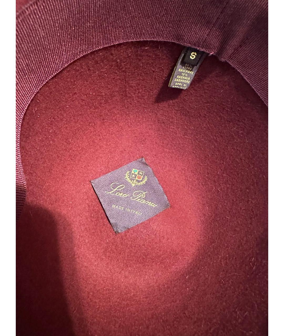 LORO PIANA Бордовая кашемировая шляпа, фото 4