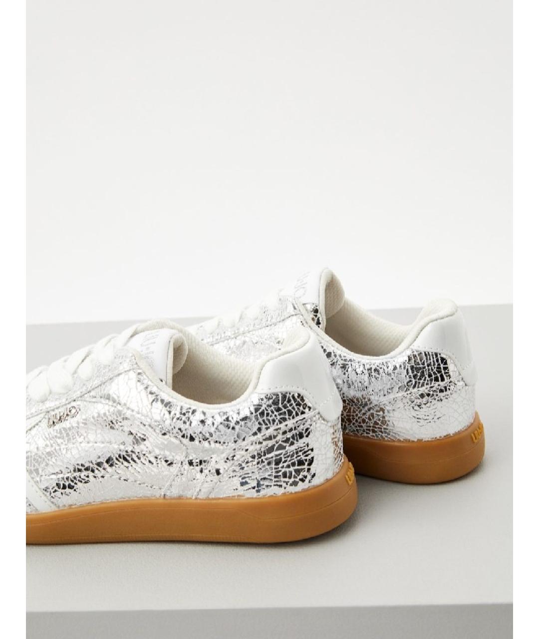 LIU JO Серебряные кожаные кеды, фото 5