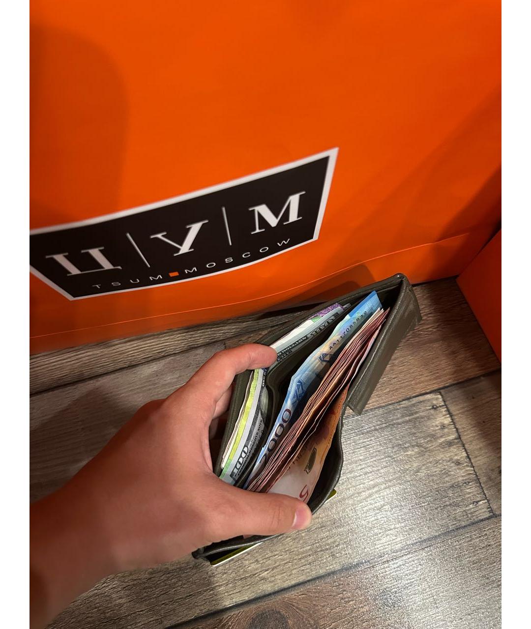 BOTTEGA VENETA Хаки кожаный кошелек, фото 7