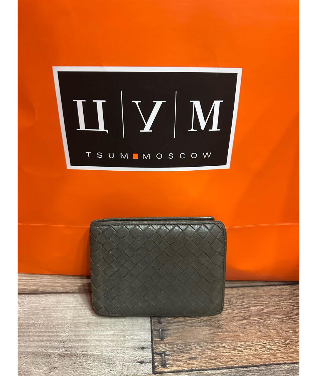 BOTTEGA VENETA Хаки кожаный кошелек, фото 8